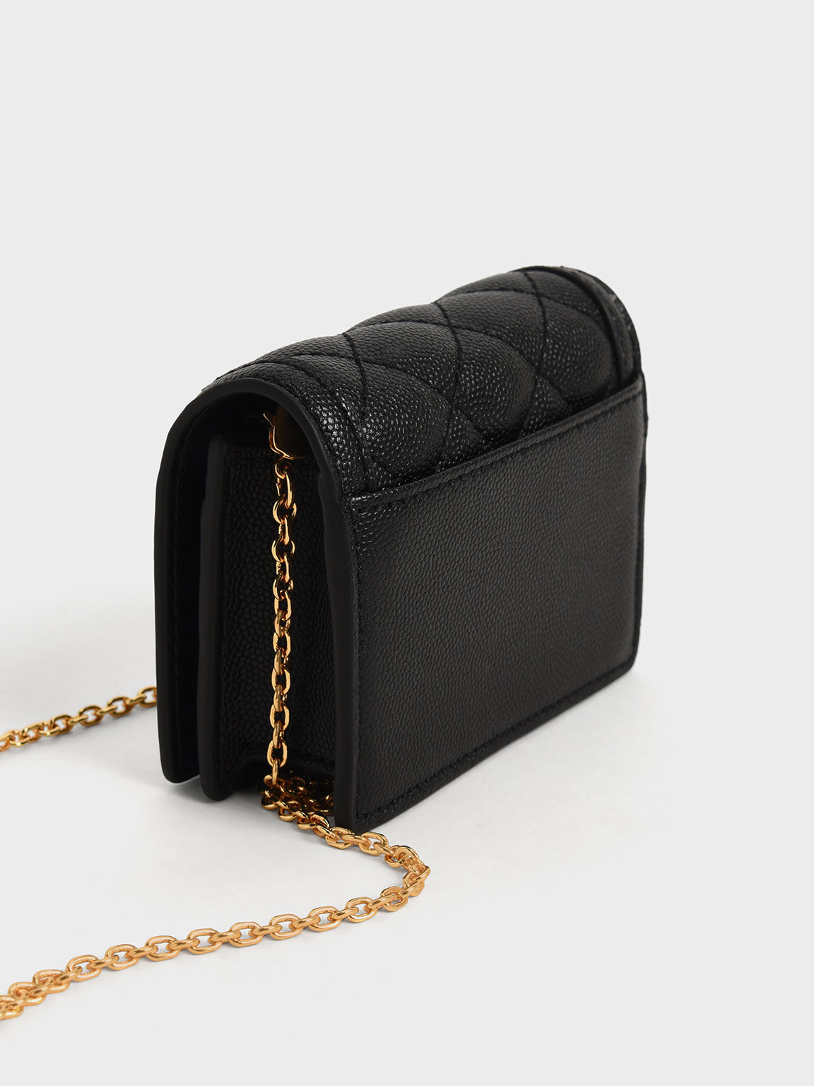 Black Micaela Quilted Card Holder - CHARLES & KEITH US