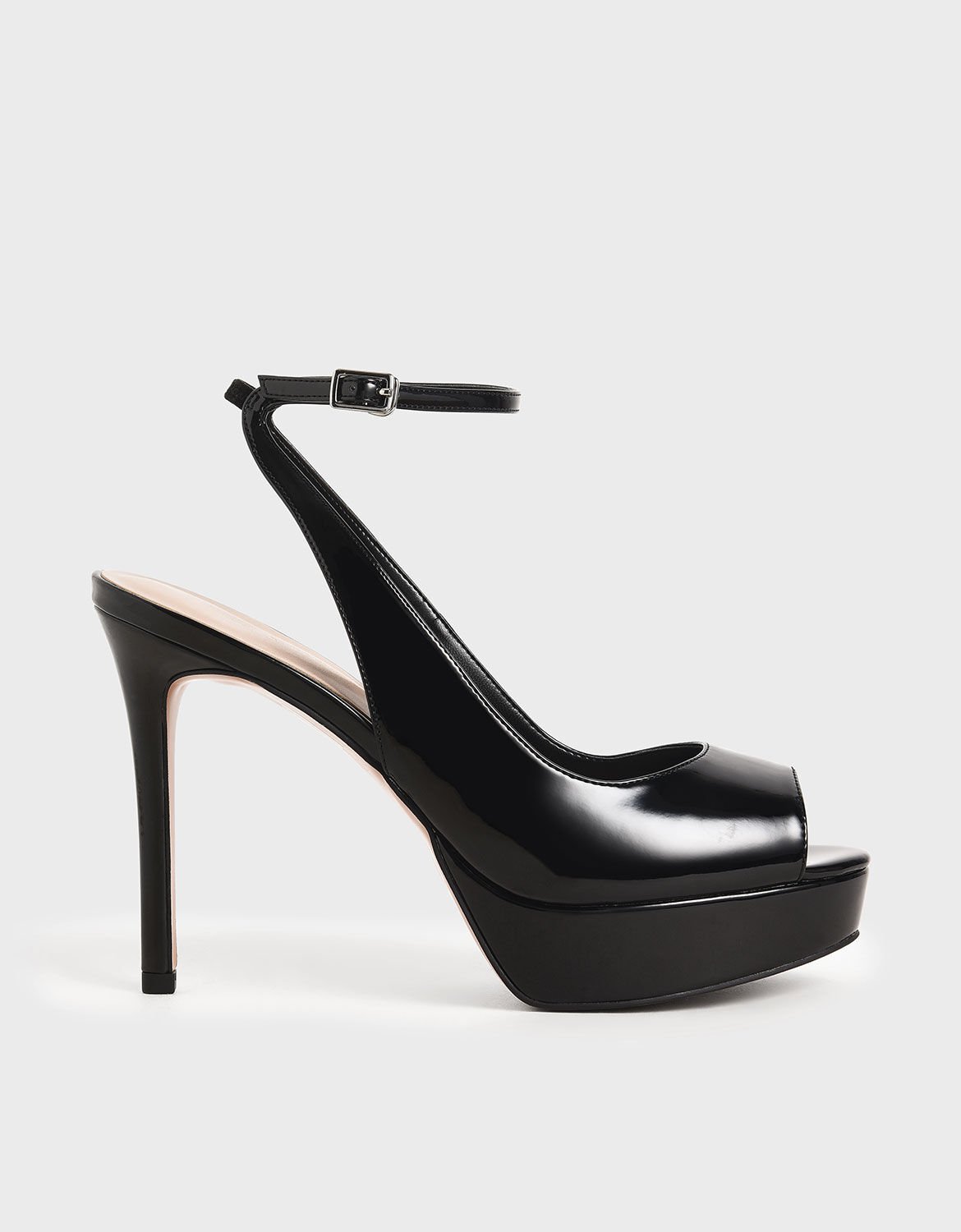 black patent heels with strap