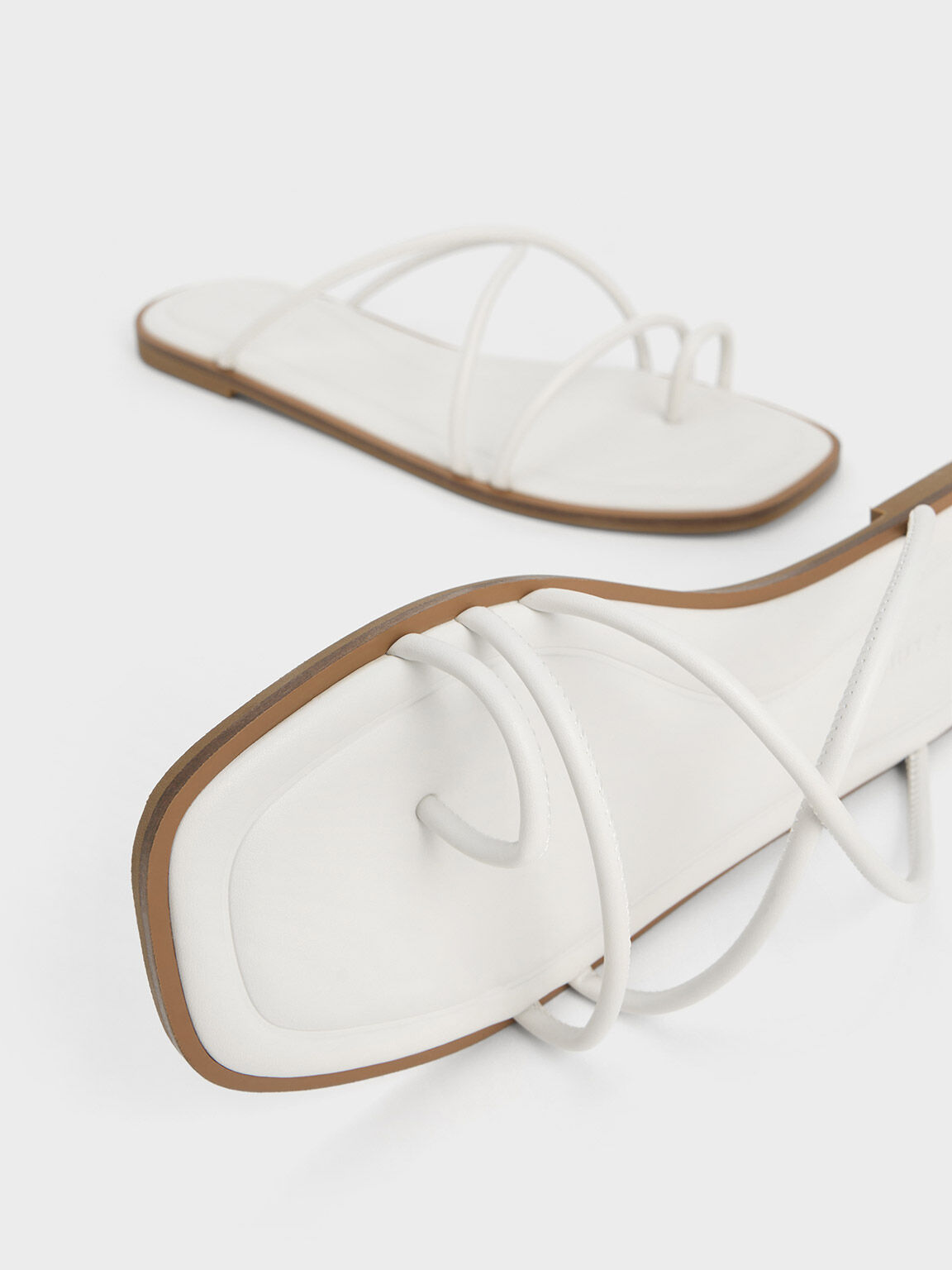 White Meadow Strappy Toe-Ring Sandals - CHARLES & KEITH CA