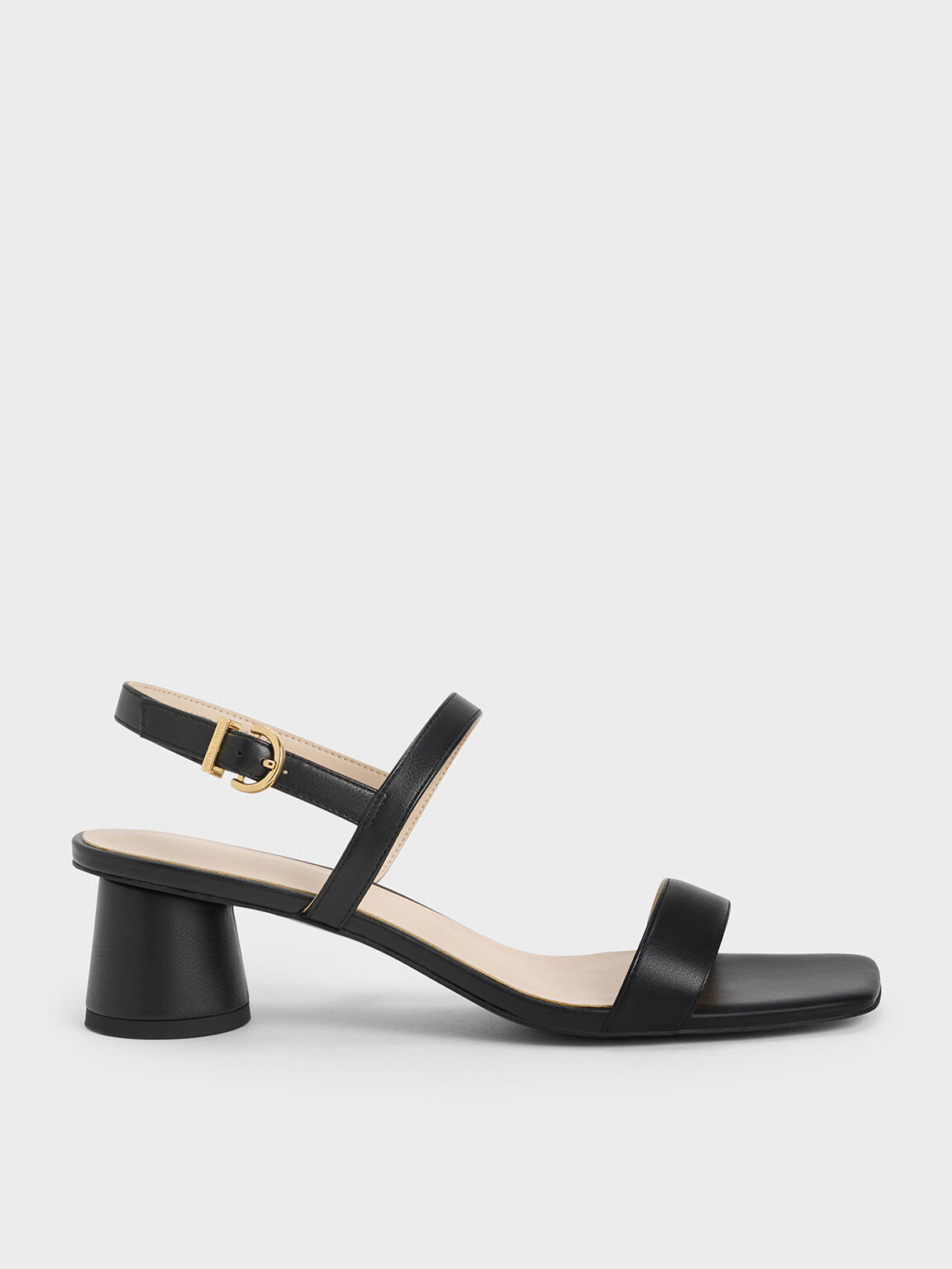 Selene Flower-Buckle Strappy Sandals - Black