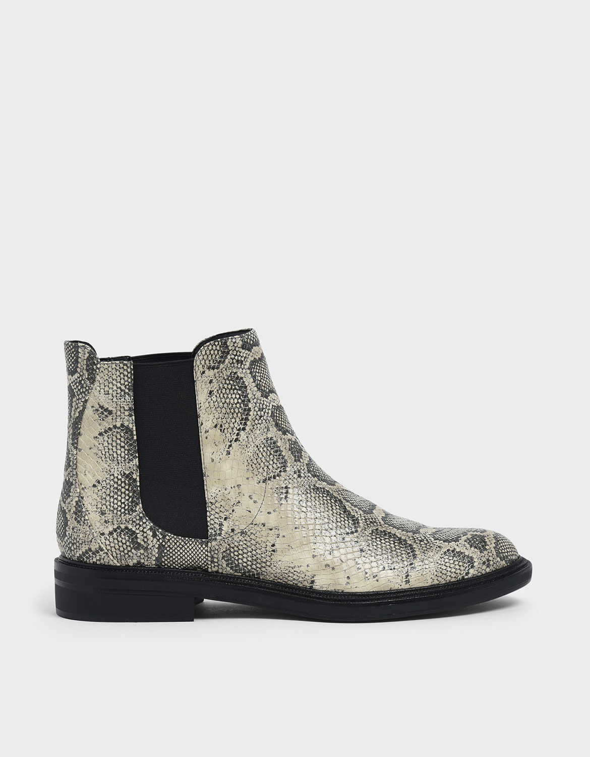Grey Snake Print Chelsea Boots 