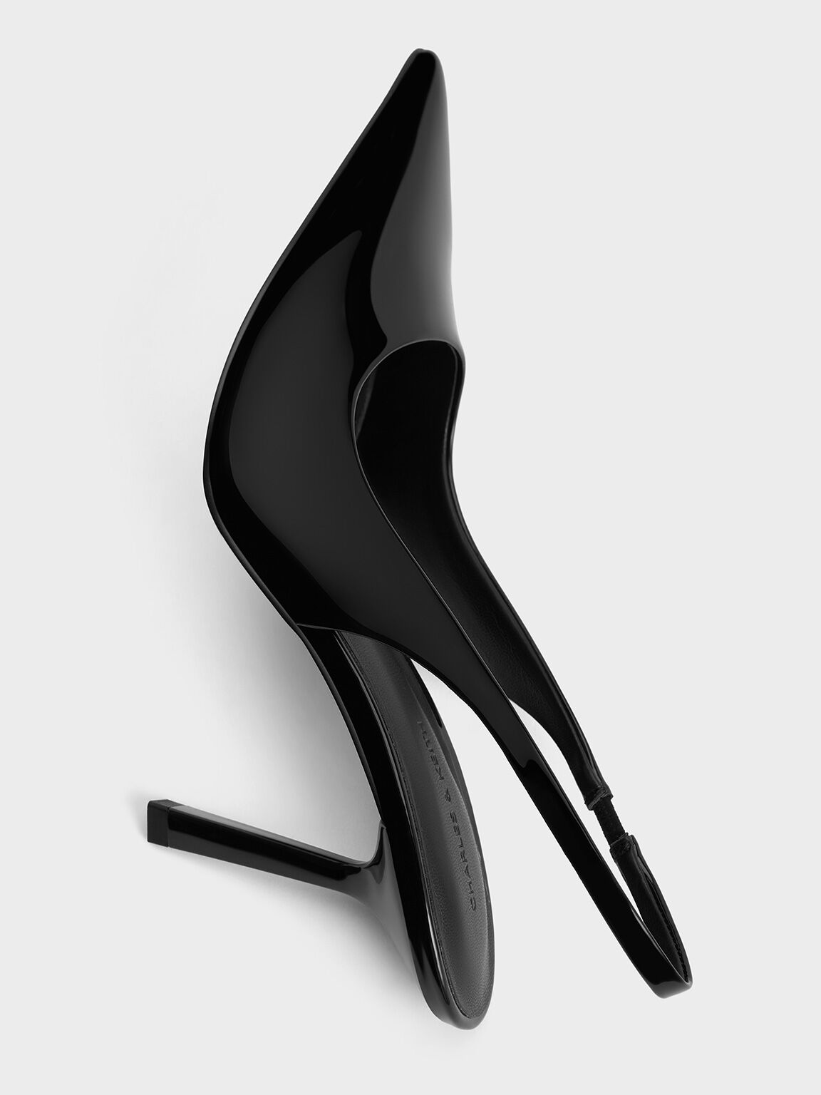 Patent Pointed-Toe Slingback Pumps, Black Patent, hi-res