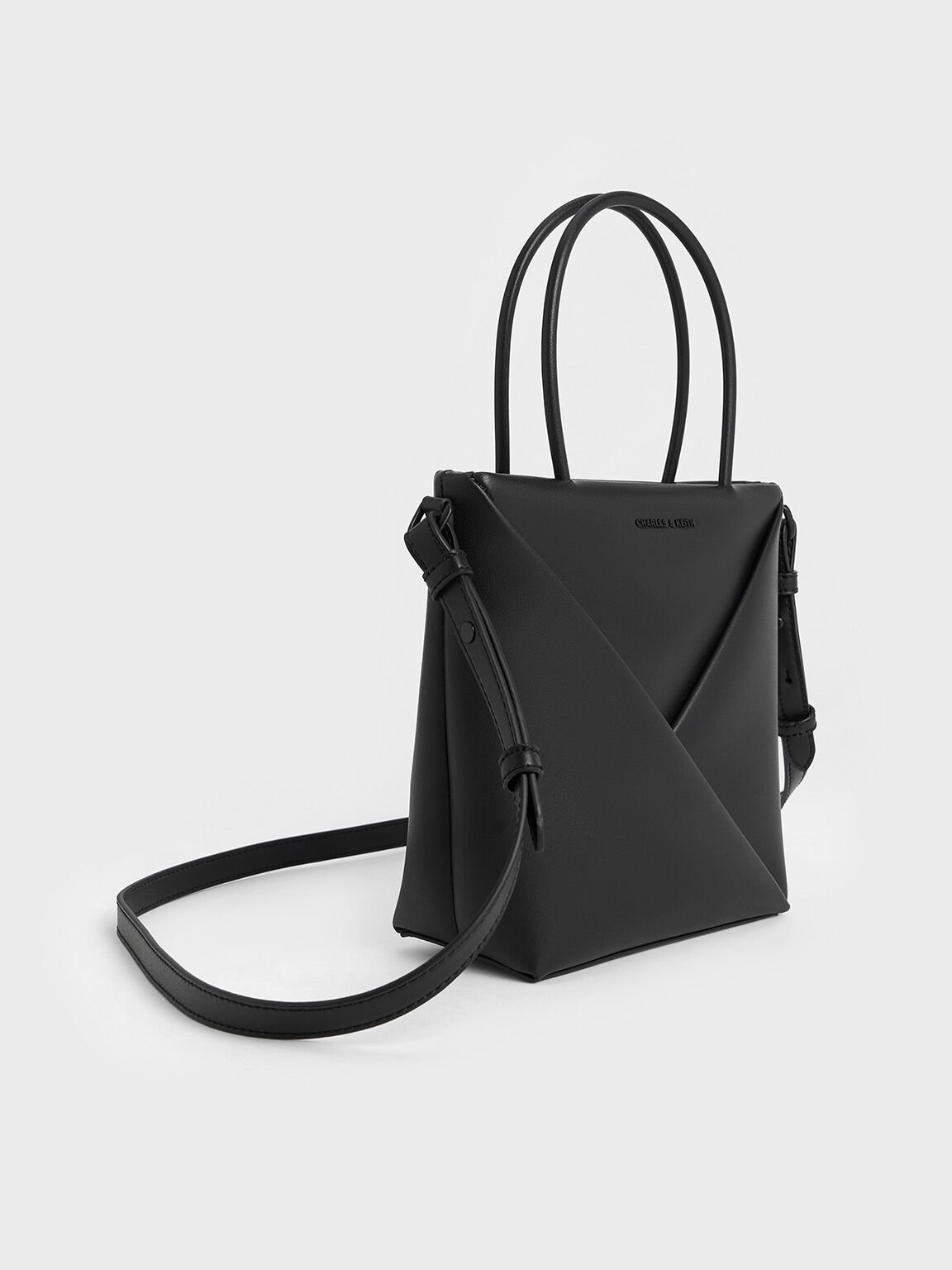 Midori Geometric Elongated Tote Bag, Jet Black, hi-res