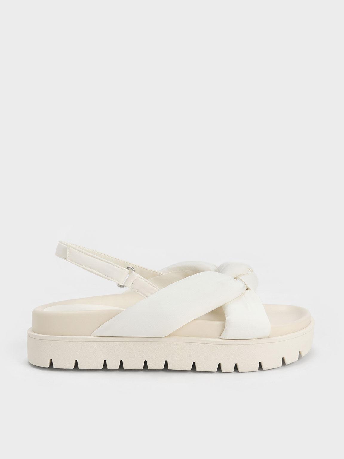 White Nylon Flatform Sandals - CHARLES & KEITH US