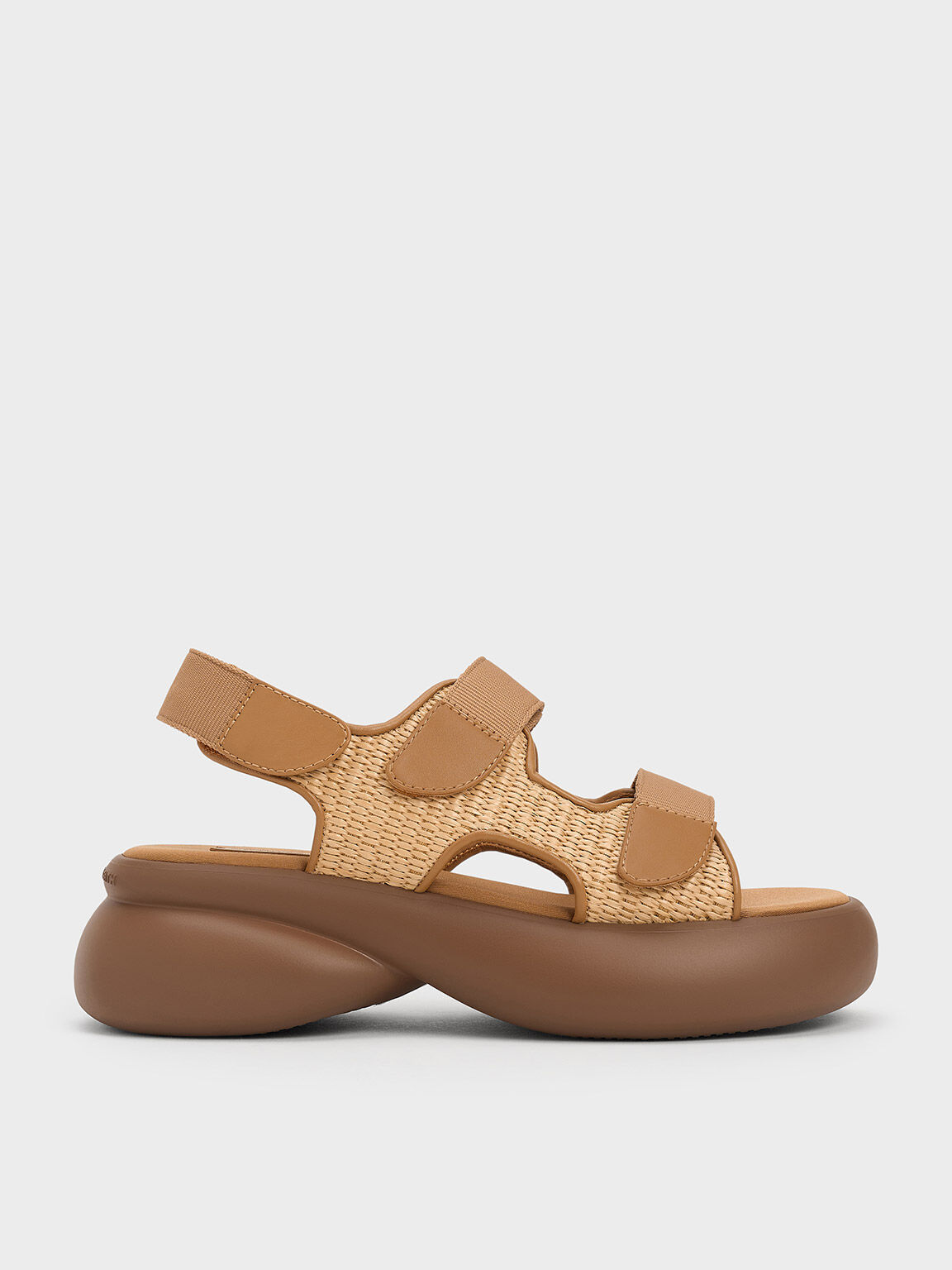 Woven Double-Strap Sports Sandals, Beige, hi-res