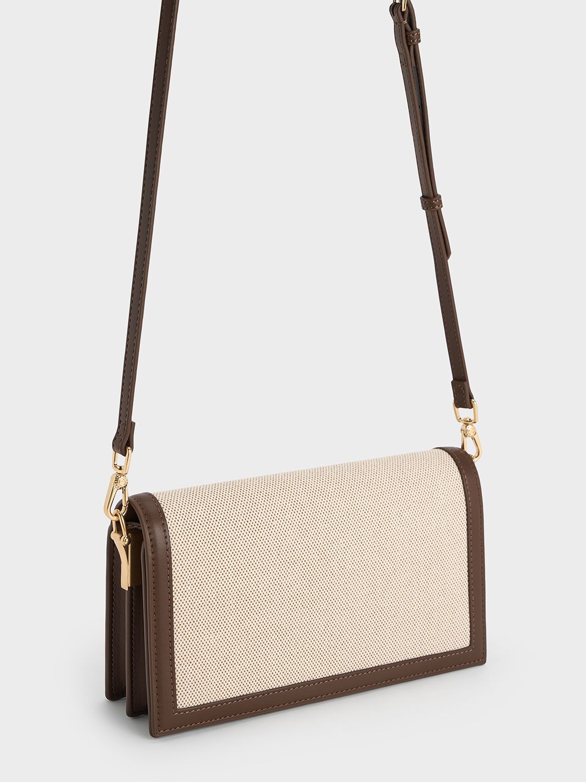 Alcott Scarf Handle Canvas Clutch, Beige, hi-res