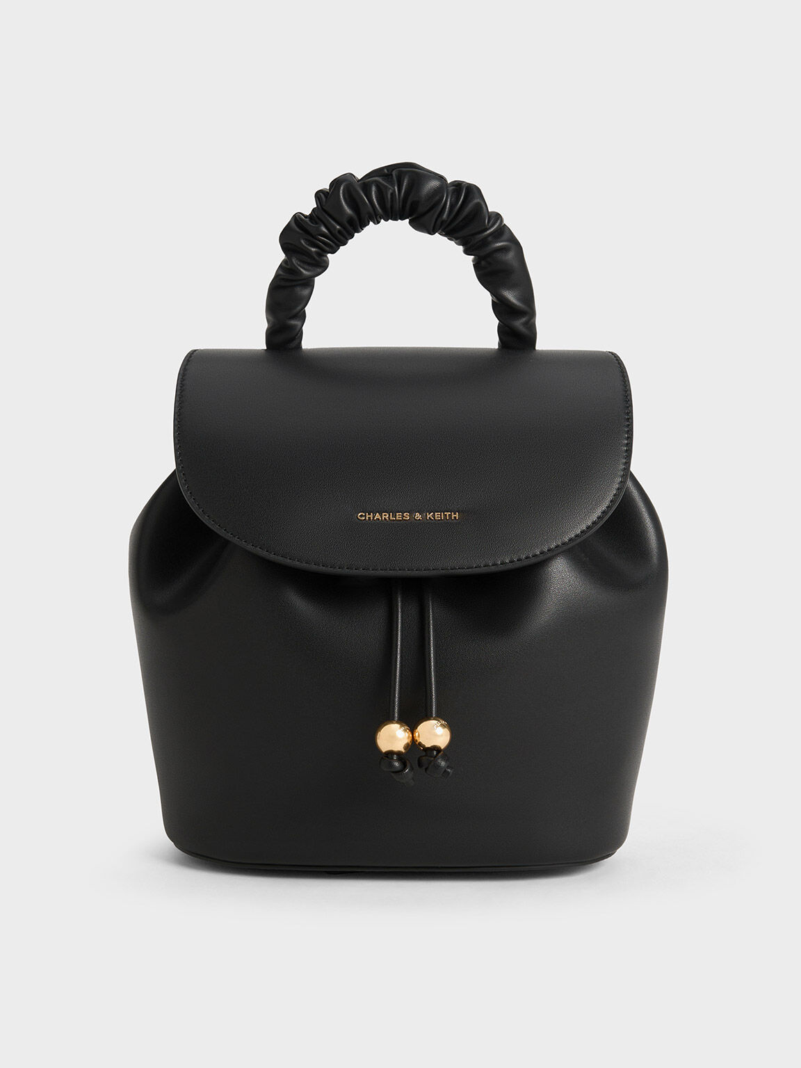 Black Eve Ruched-Handle Backpack - CHARLES & KEITH US