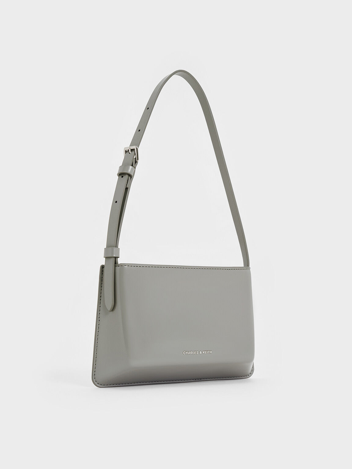 Structured Boxy Shoulder Bag, Grey, hi-res