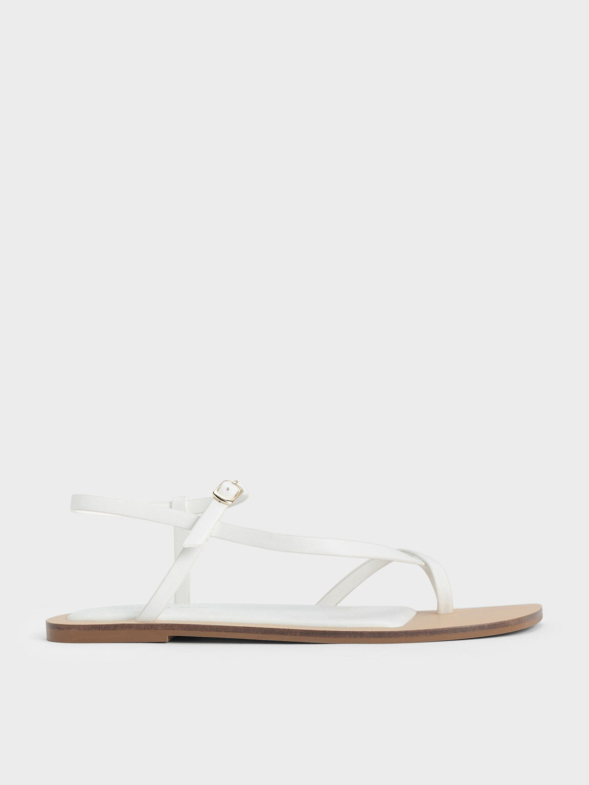 White Buckled Double Strap Slide Sandals - CHARLES & KEITH US