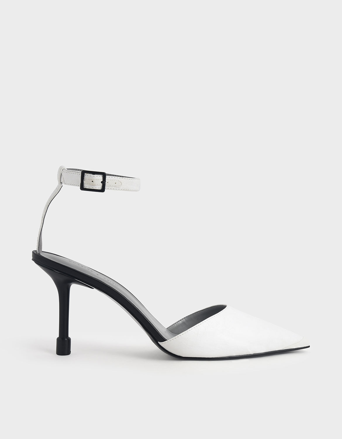 white pointed toe heels with ankle strap