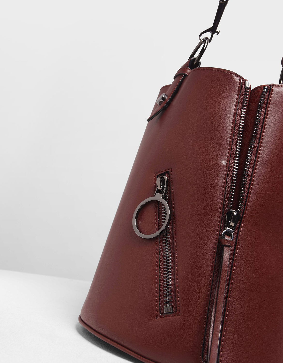 burgundy bucket bag