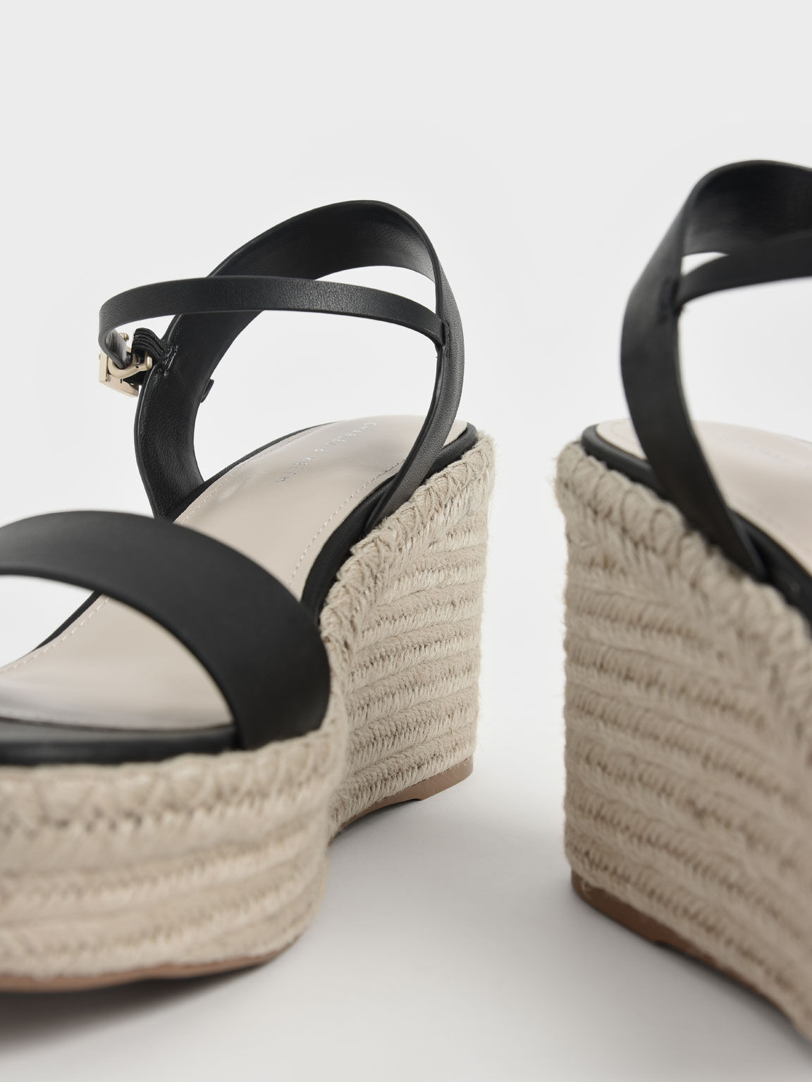 Black Slingback Espadrille Wedges, Womens Shoes