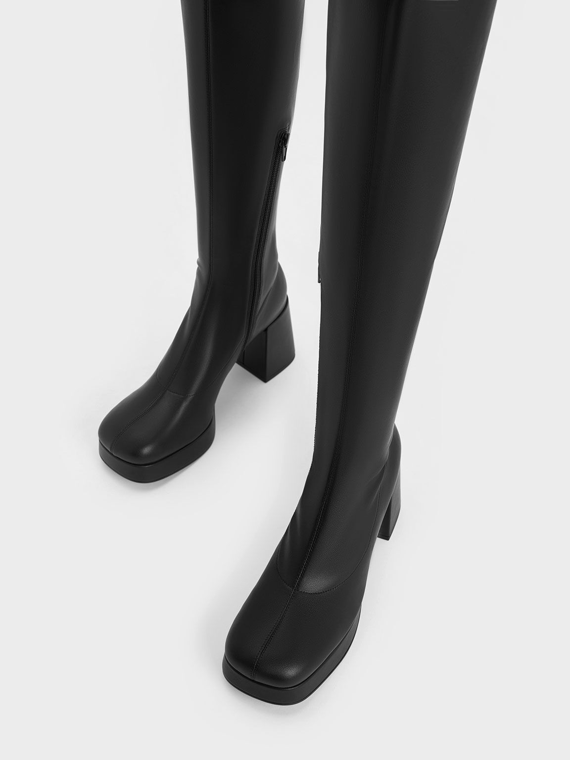 Botas Evie al muslo con plataforma, Negro, hi-res