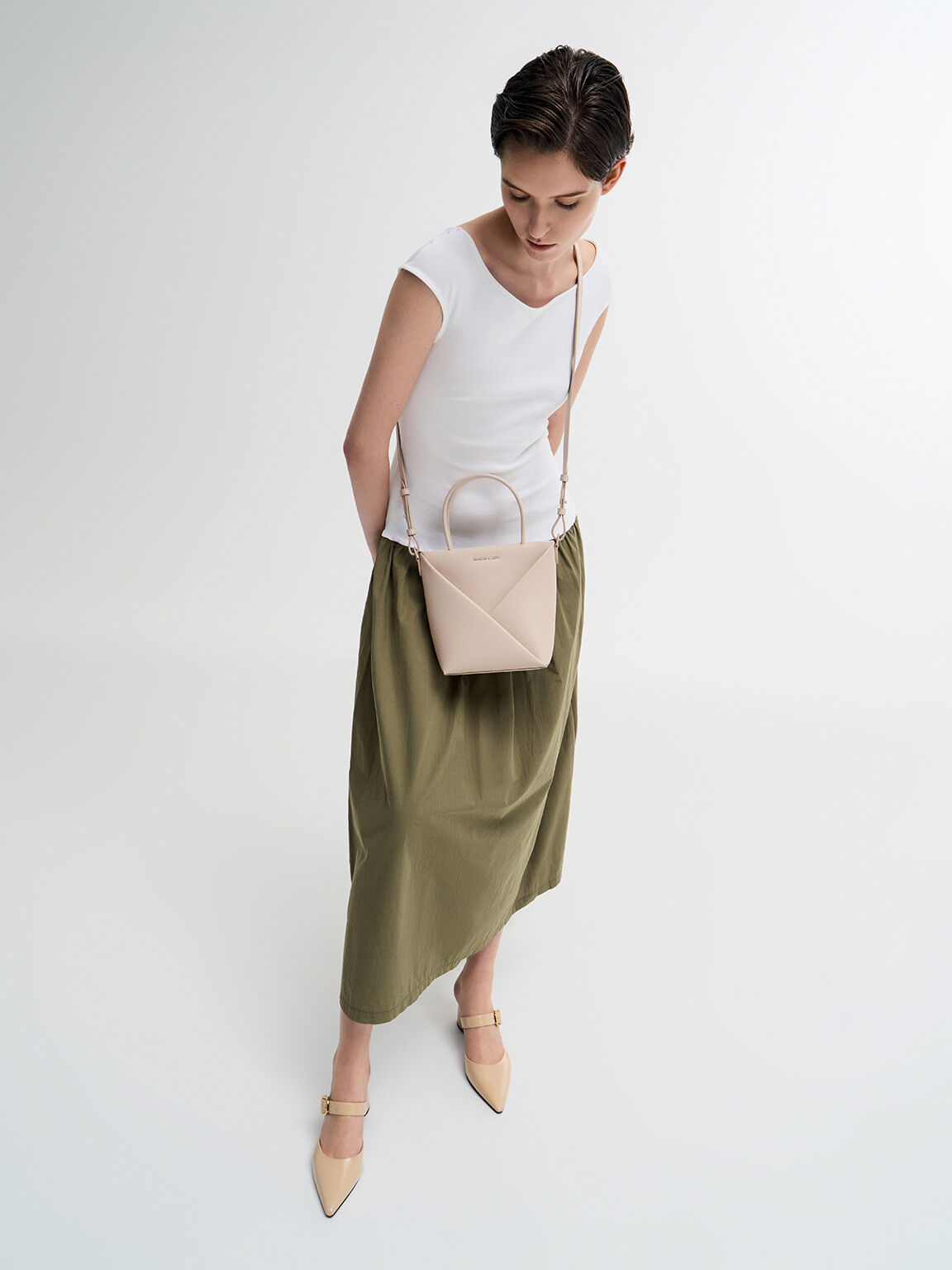 Midori Geometric Elongated Tote Bag, Oat, hi-res