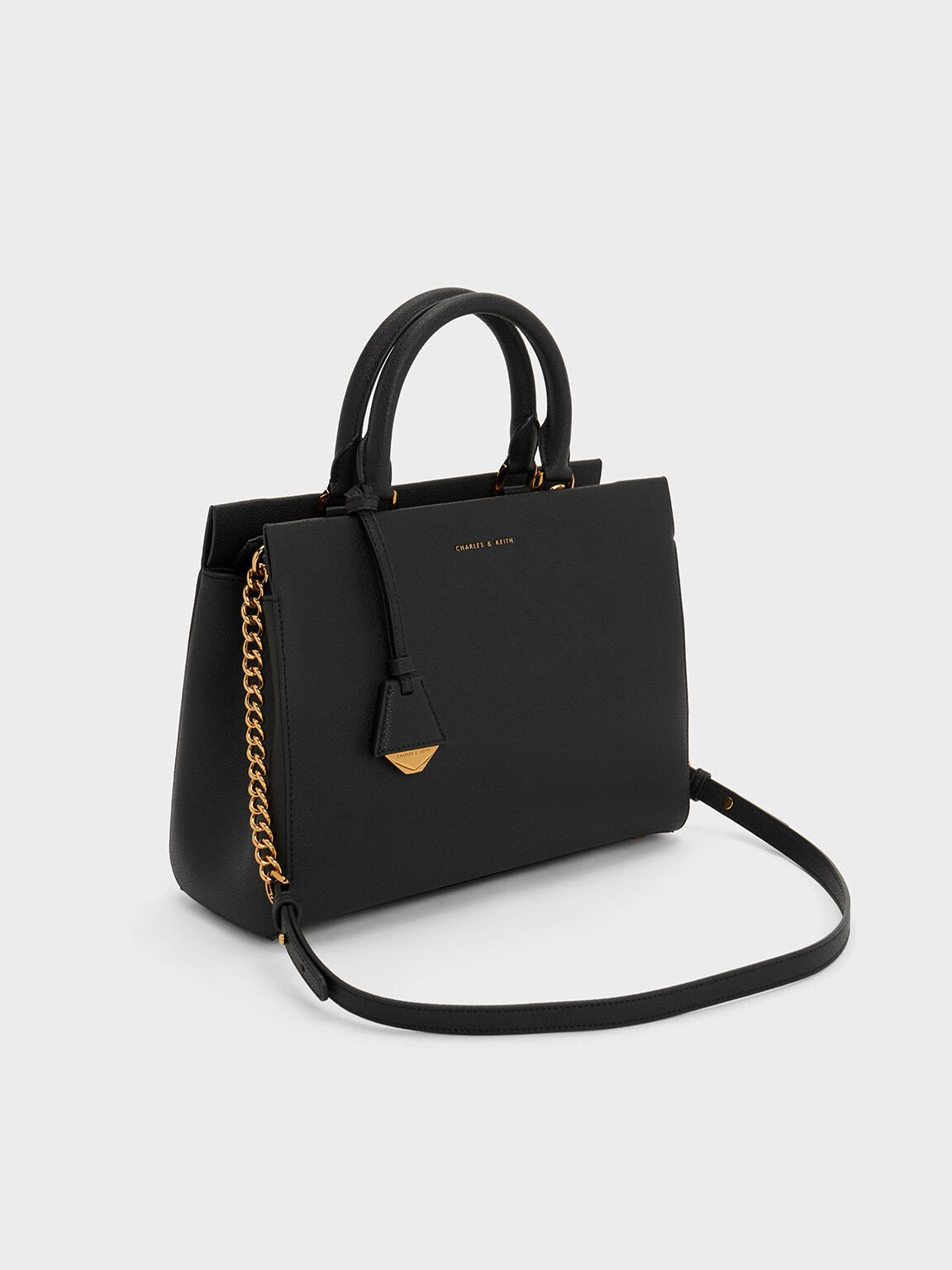 Mirabelle Structured Top Handle bag, Black, hi-res