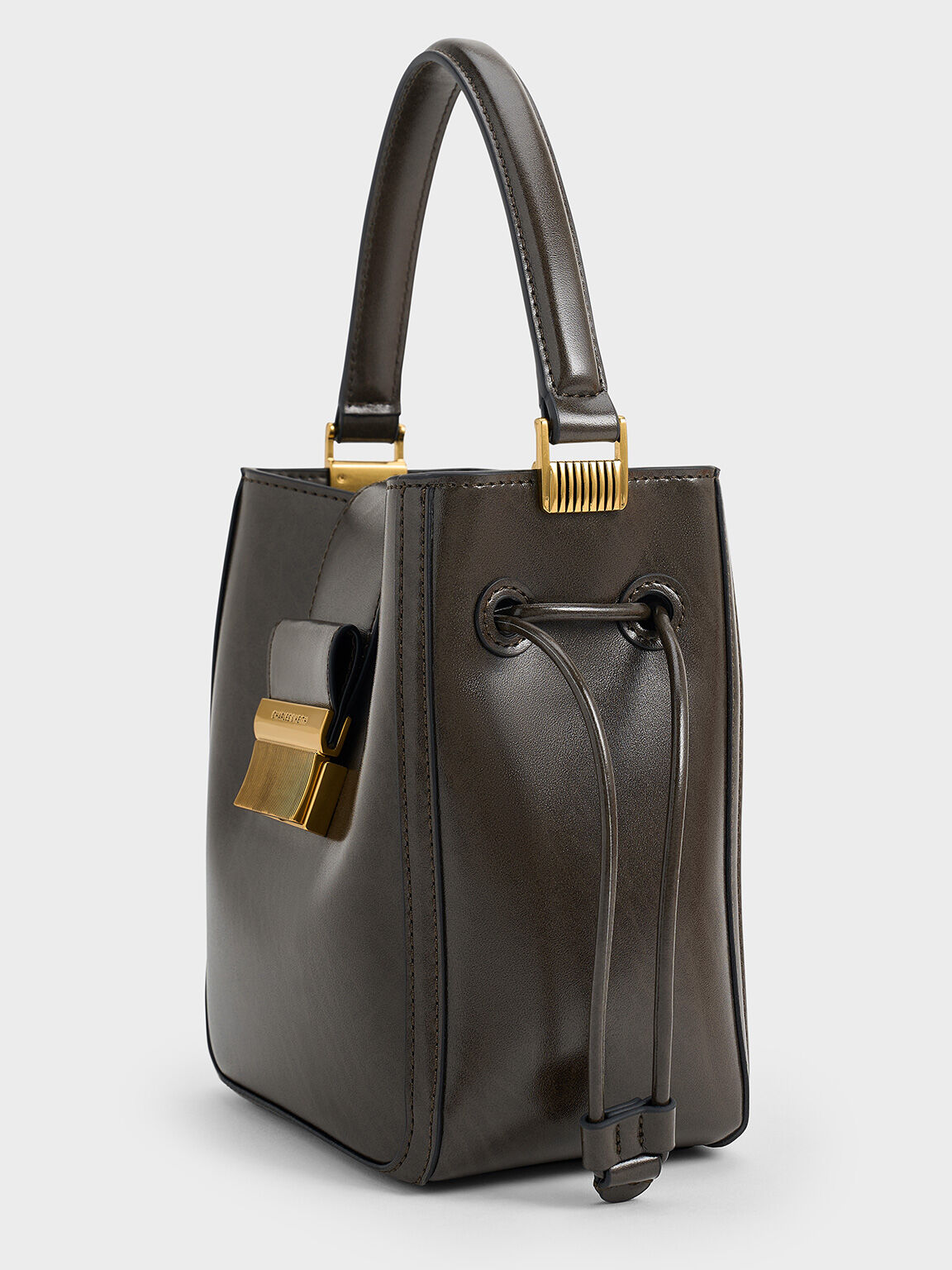 Charlot Elongated Bucket Bag, Dark Moss, hi-res