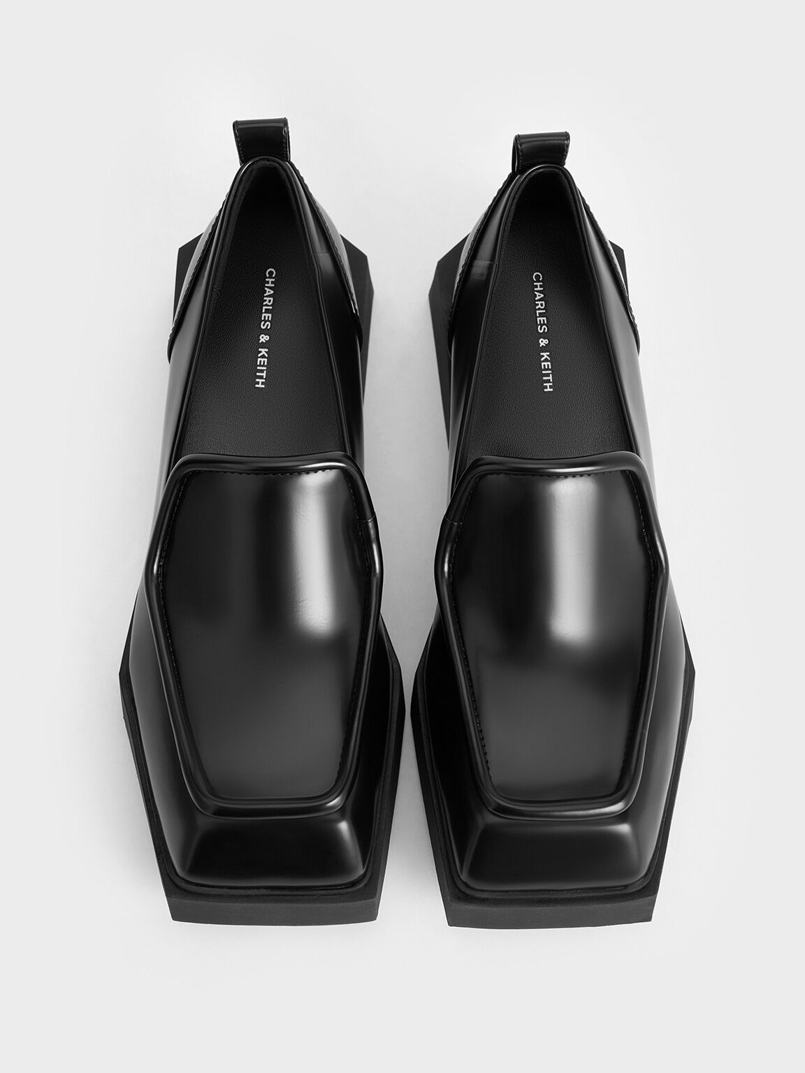 Lorde Geometric Square-Toe Loafers, Black Box, hi-res