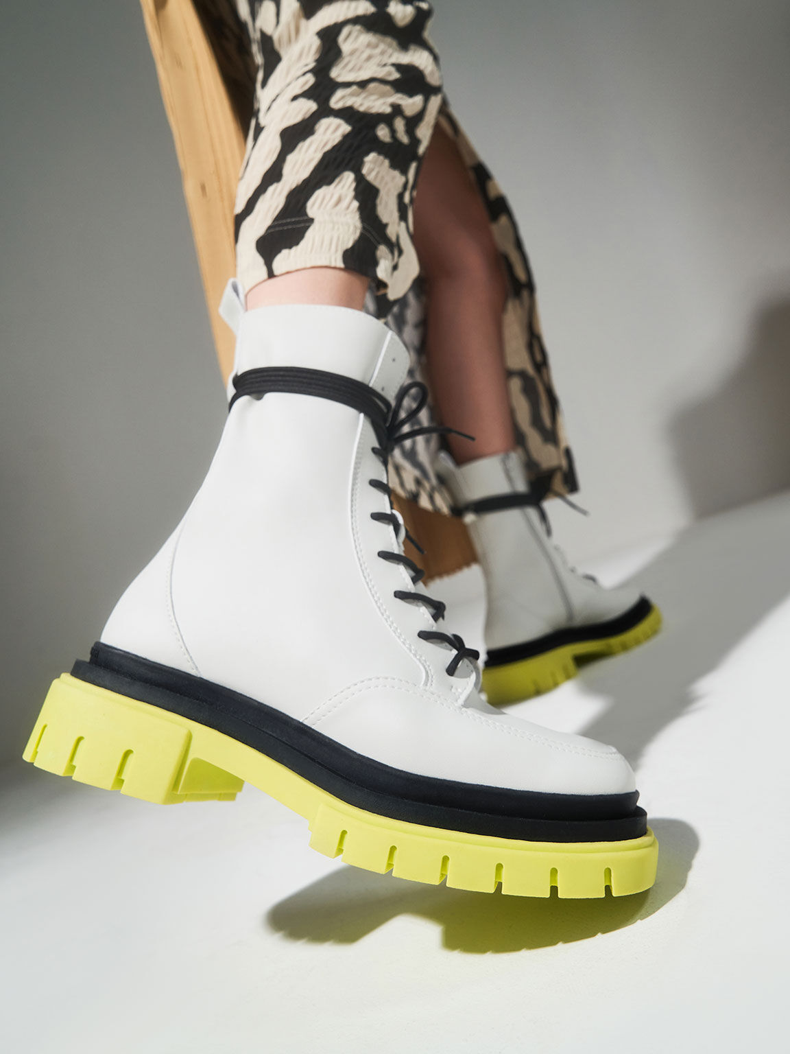 Charles & Keith Iggy Coloured Sole Combat Boots​