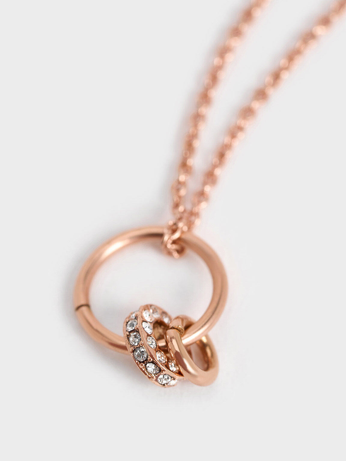 Rowena Crystal Circle Charm, Rose Gold, hi-res