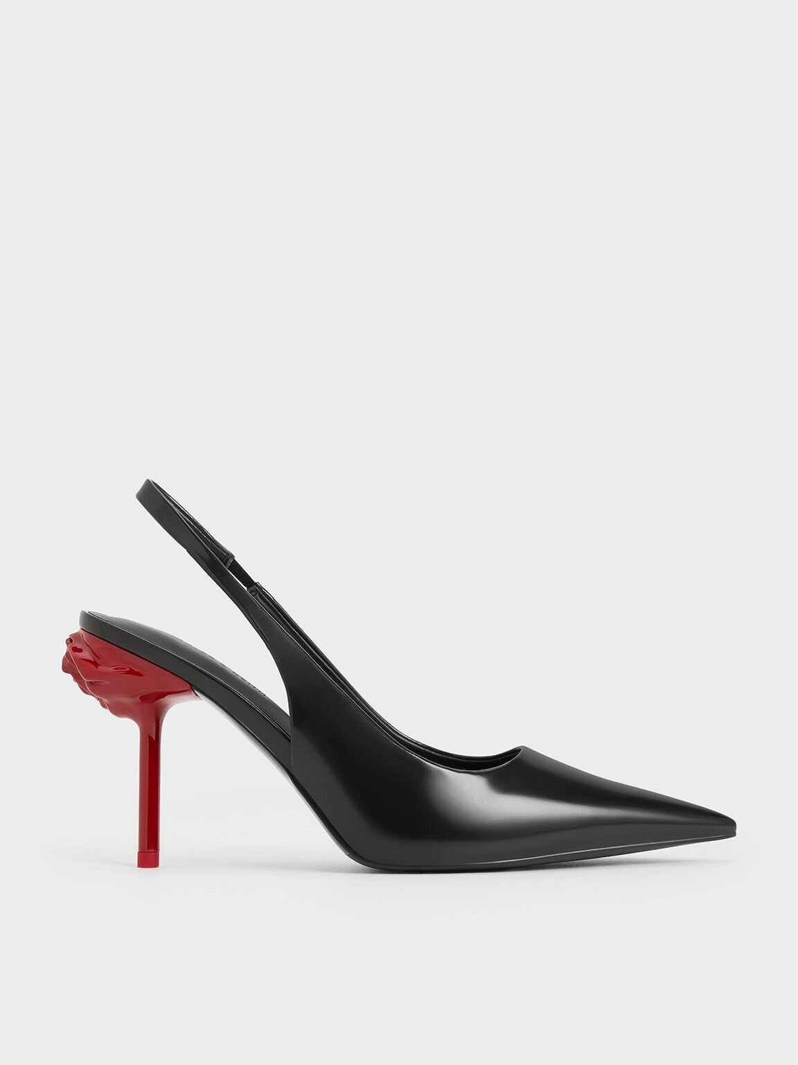 Flor Rose-Heel Slingback Pumps, Black Box, hi-res