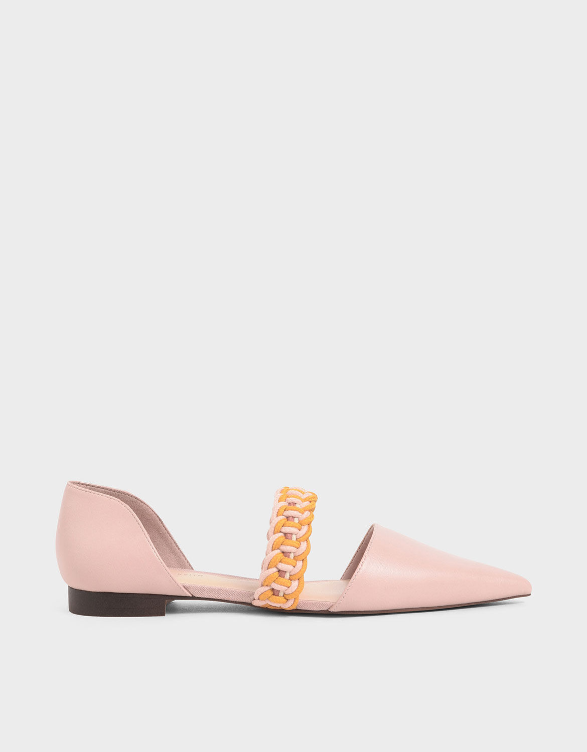 Nude Braided-Strap Mary Jane Flats 