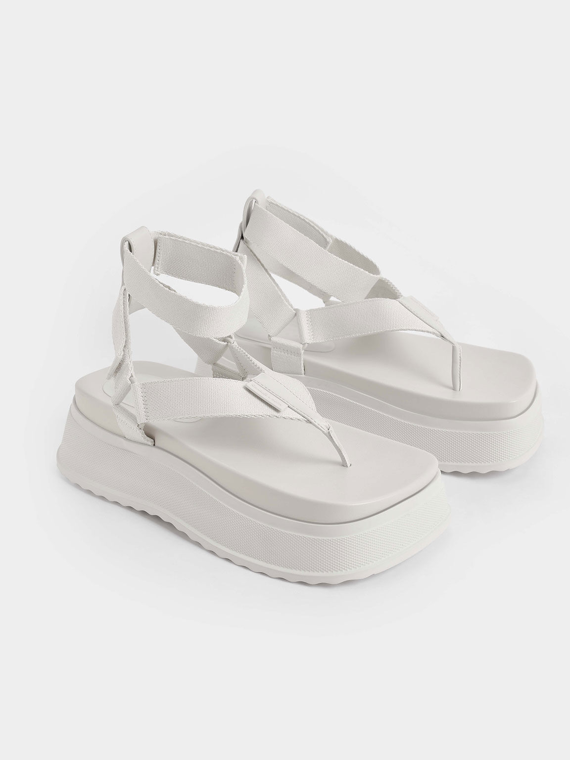 Joss Ankle-Strap Flatform Thong Sandals, Chalk, hi-res