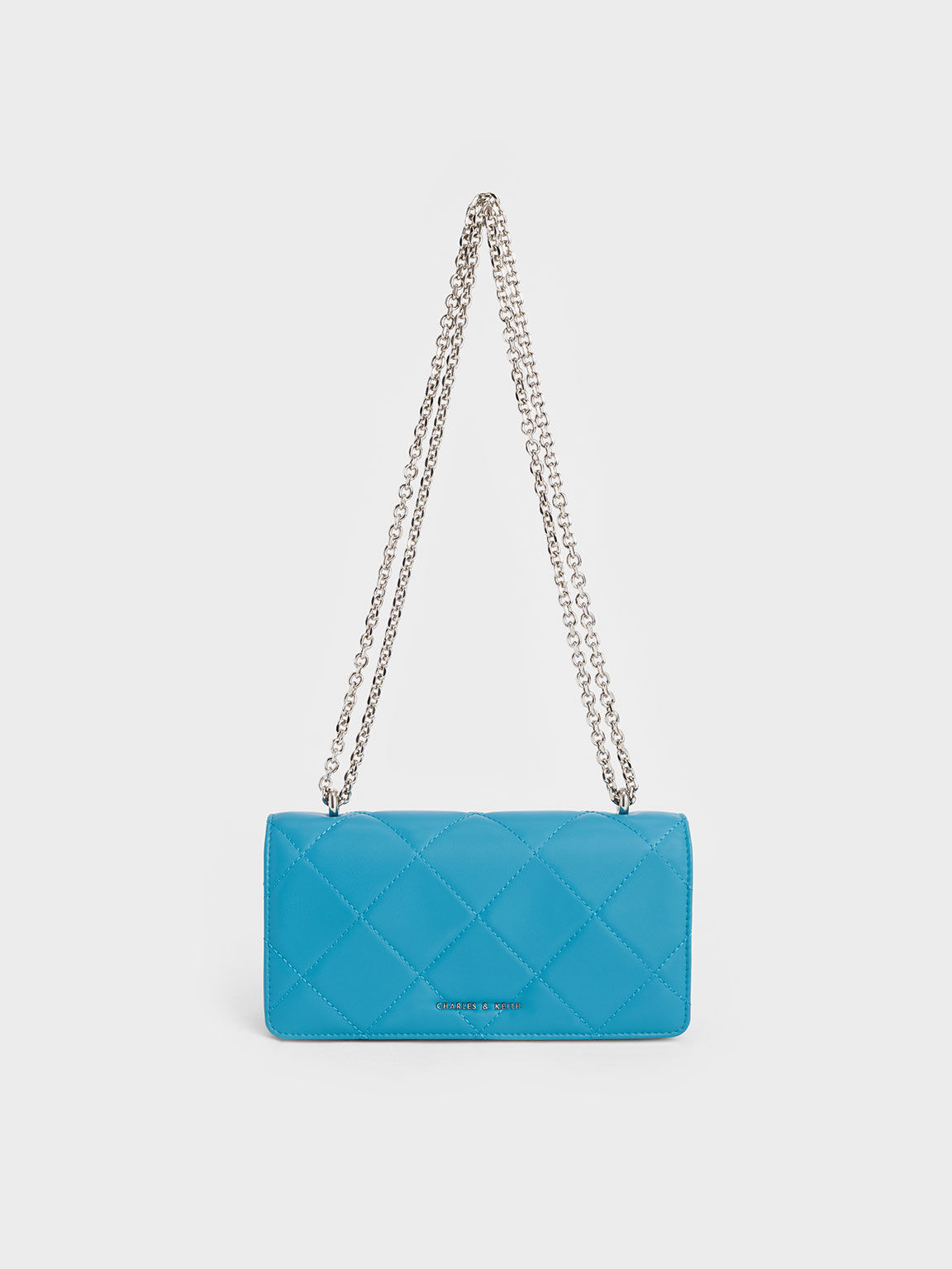 Paffuto Chain Handle Quilted Long Wallet, Cerulean, hi-res