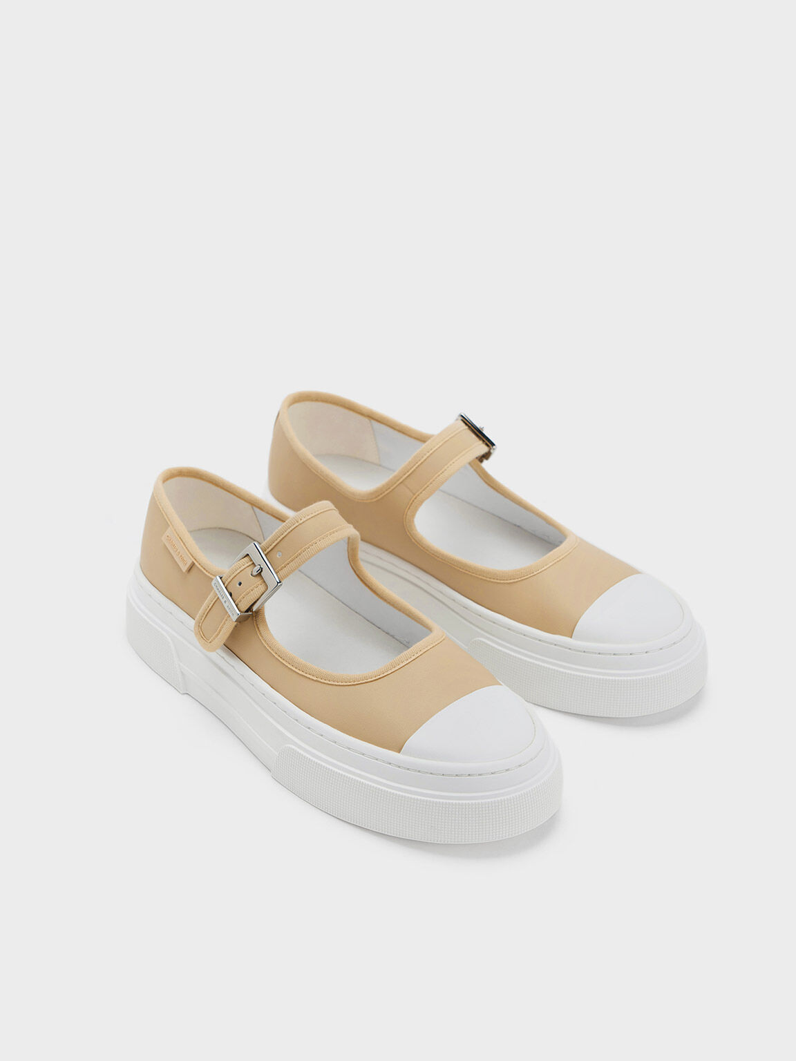 Two-Tone Mary Jane Sneakers, Beige, hi-res