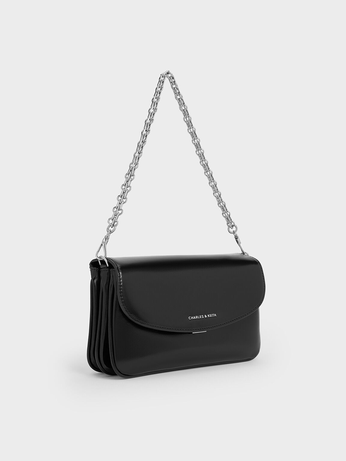 Caia Front Flap Shoulder Bag, Noir, hi-res