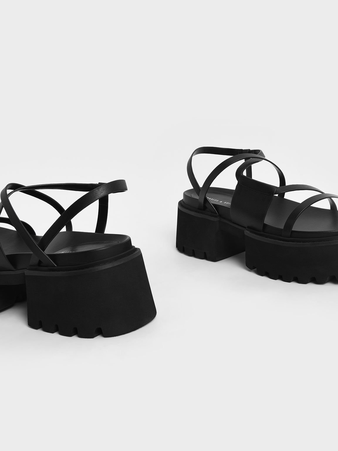 platform black strap sandals