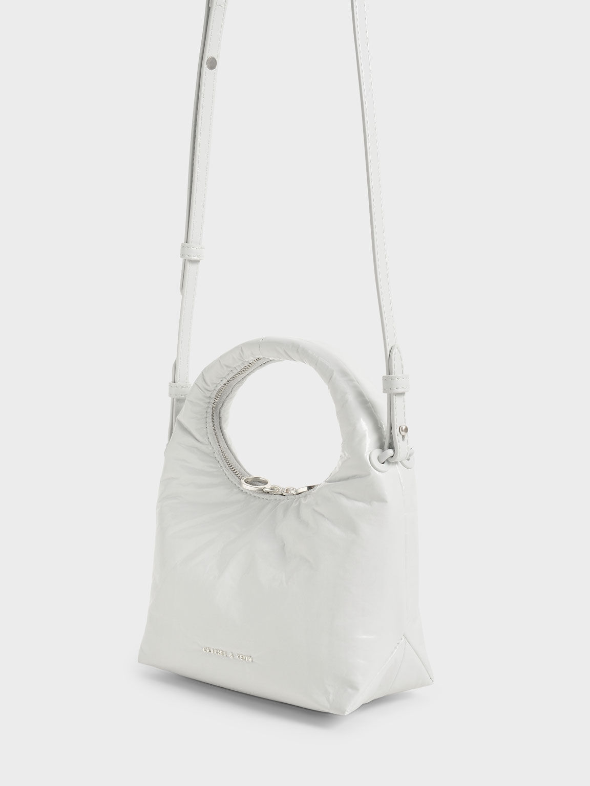 White Arch Wrinkled-Effect Puffy Bag - CHARLES & KEITH TW