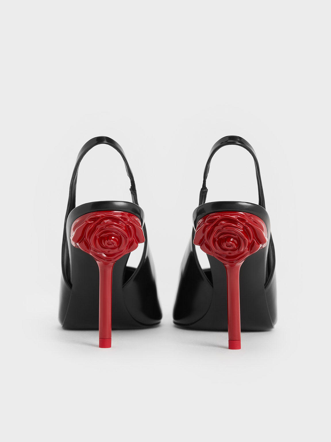 Flor Rose-Heel Slingback Pumps, Black Box, hi-res