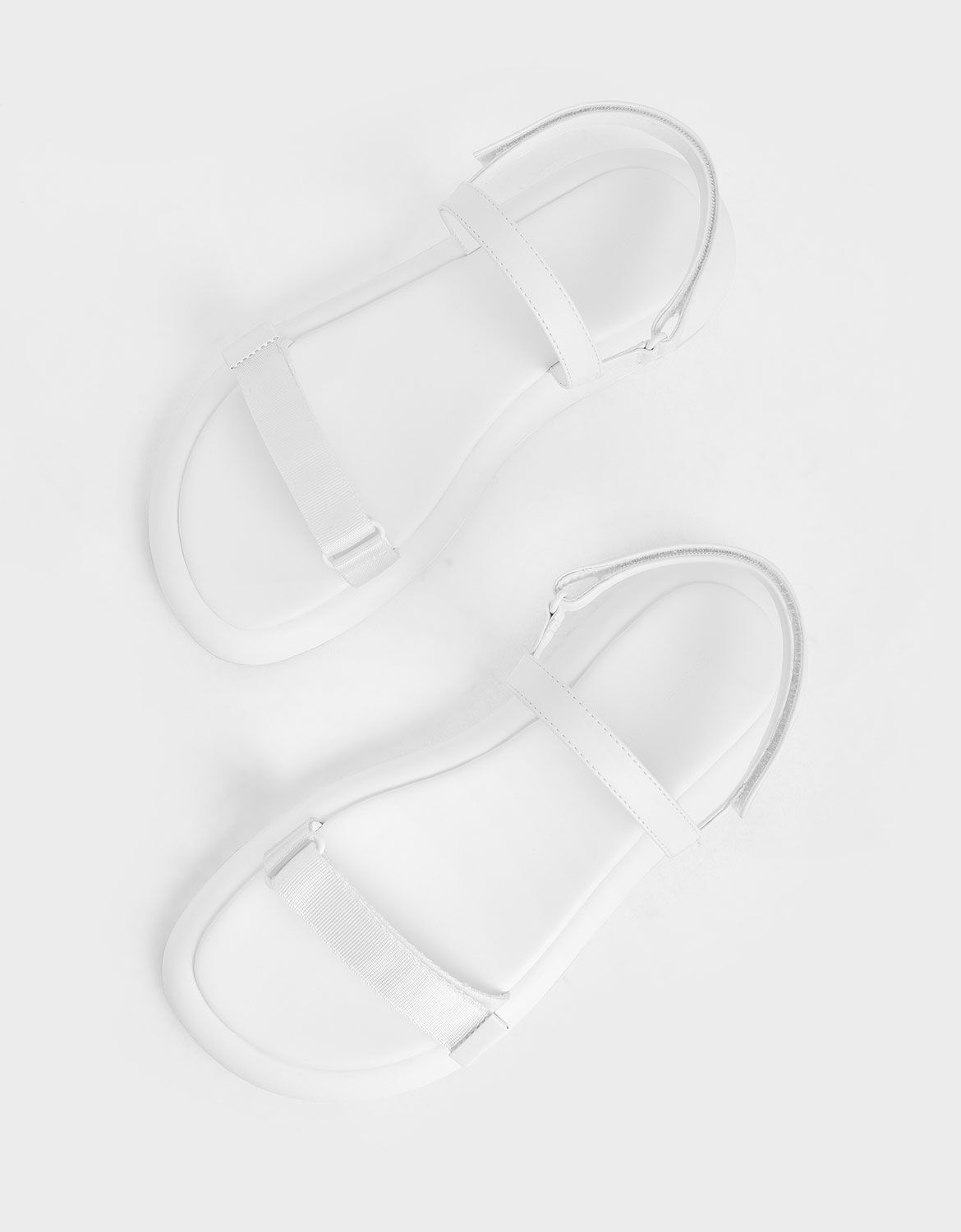 White Grosgrain Velcro Strap Sandals 
