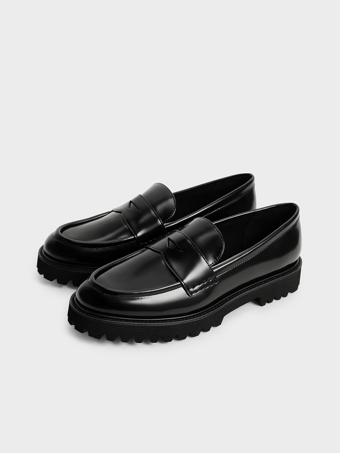 Black Chunky Penny Loafers - CHARLES & KEITH US