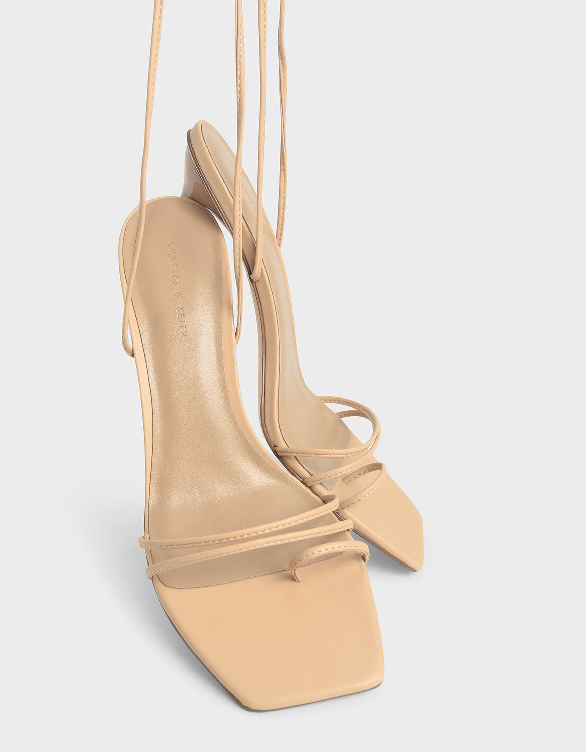 beige lace up heels
