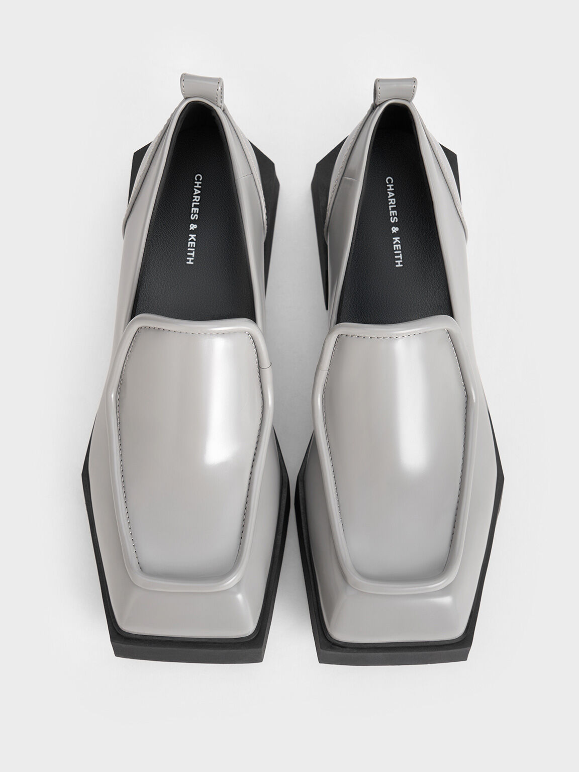 Lorde Geometric Square-Toe Loafers, Grey, hi-res