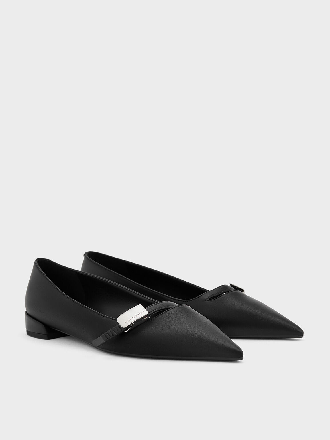 Robbie Pointed-Toe Ballet Flats, Black, hi-res