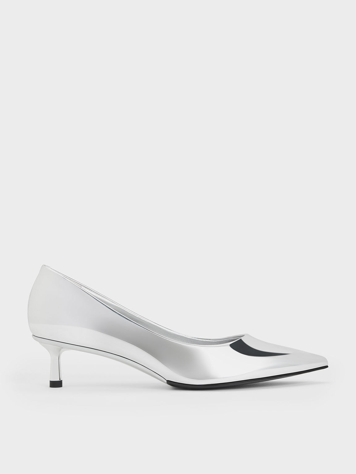 Kitten heel clearance silver pumps