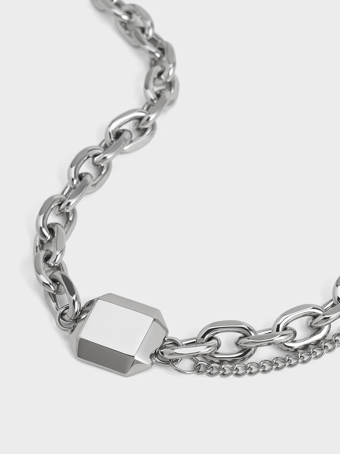 Keziah Double Chain-Link Choker Necklace, Silver, hi-res