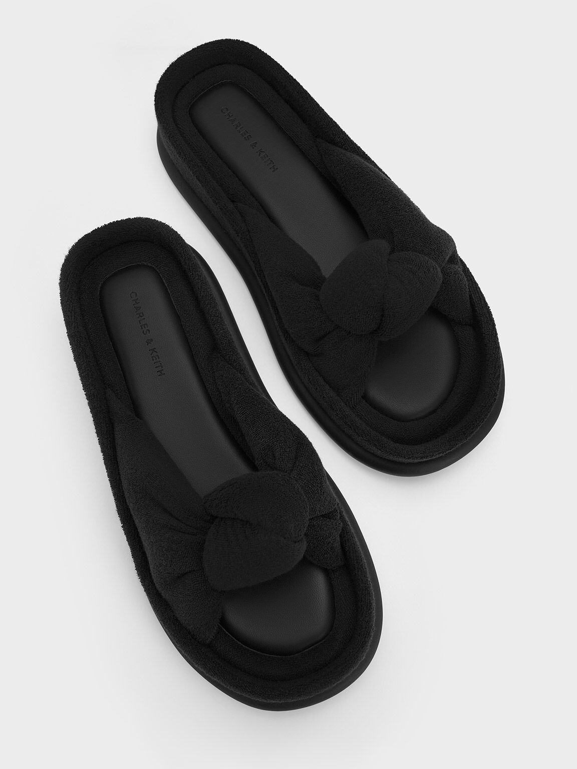 Loey Textured Knotted Slides, Black Textured, hi-res