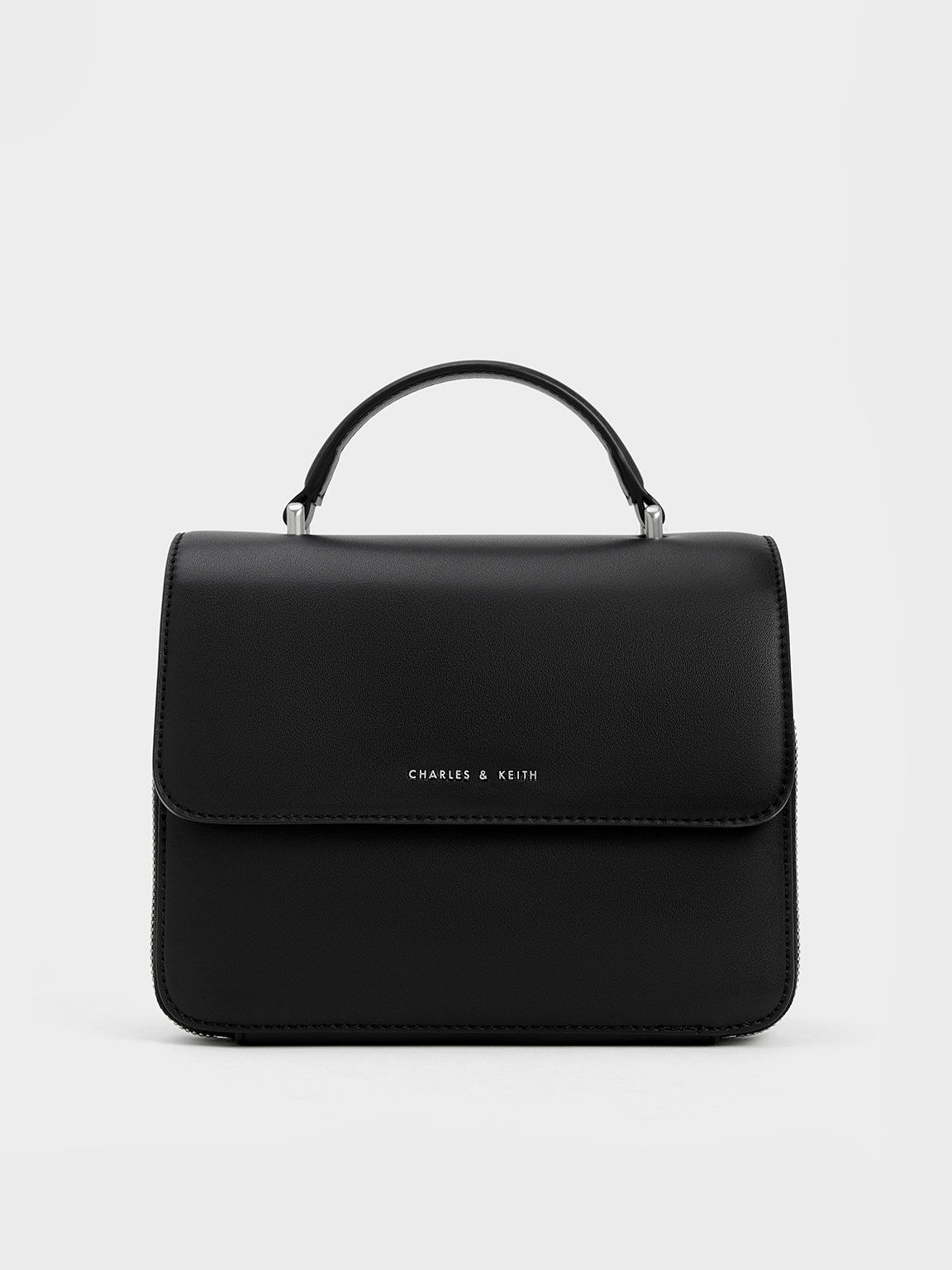 Front Flap Top Handle Bag, Noir, hi-res