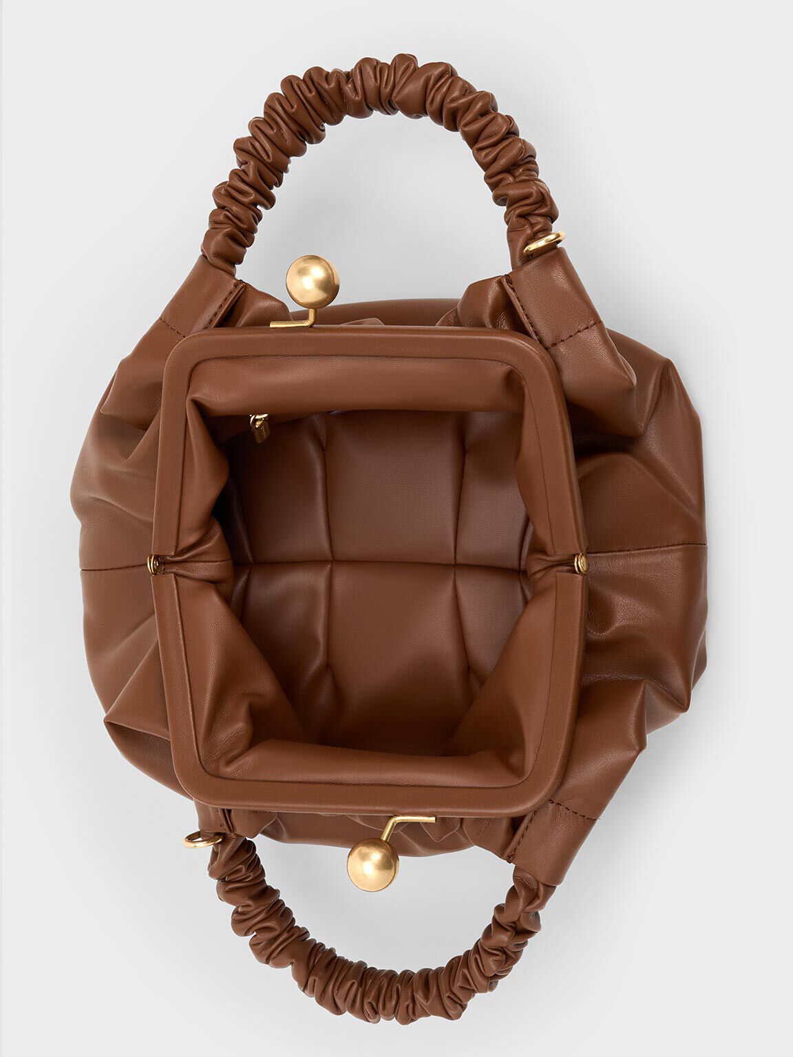 Eve Ruched-Handle Trapeze Bag, Chocolate, hi-res