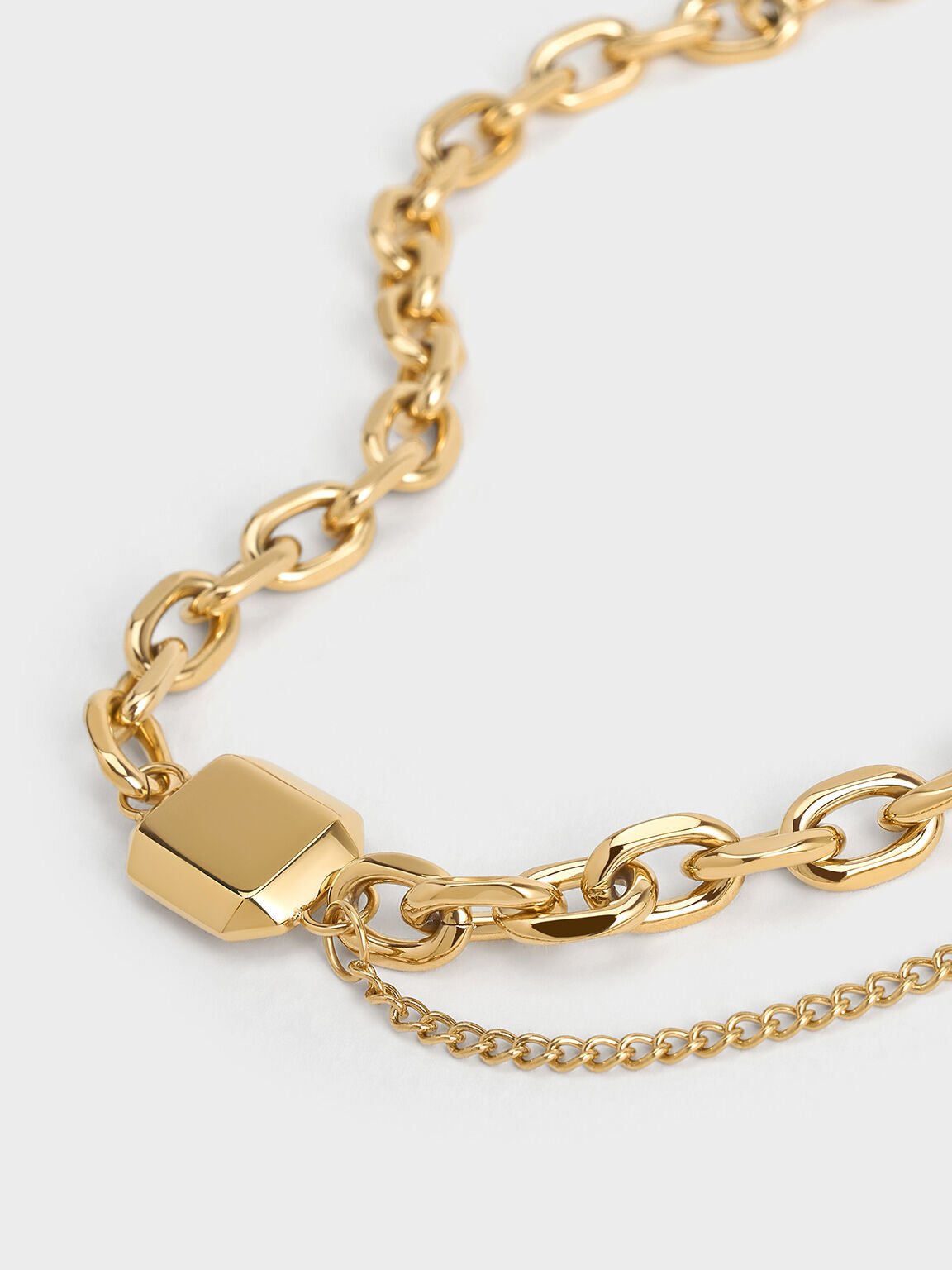 Keziah Double Chain-Link Choker Necklace, Gold, hi-res