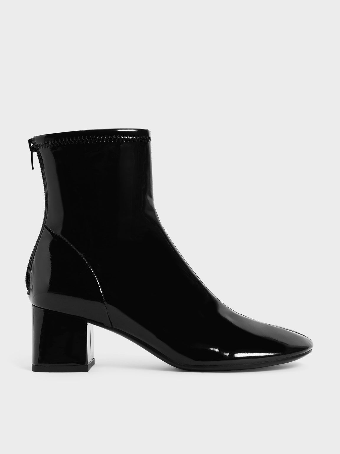 patent block heel boots