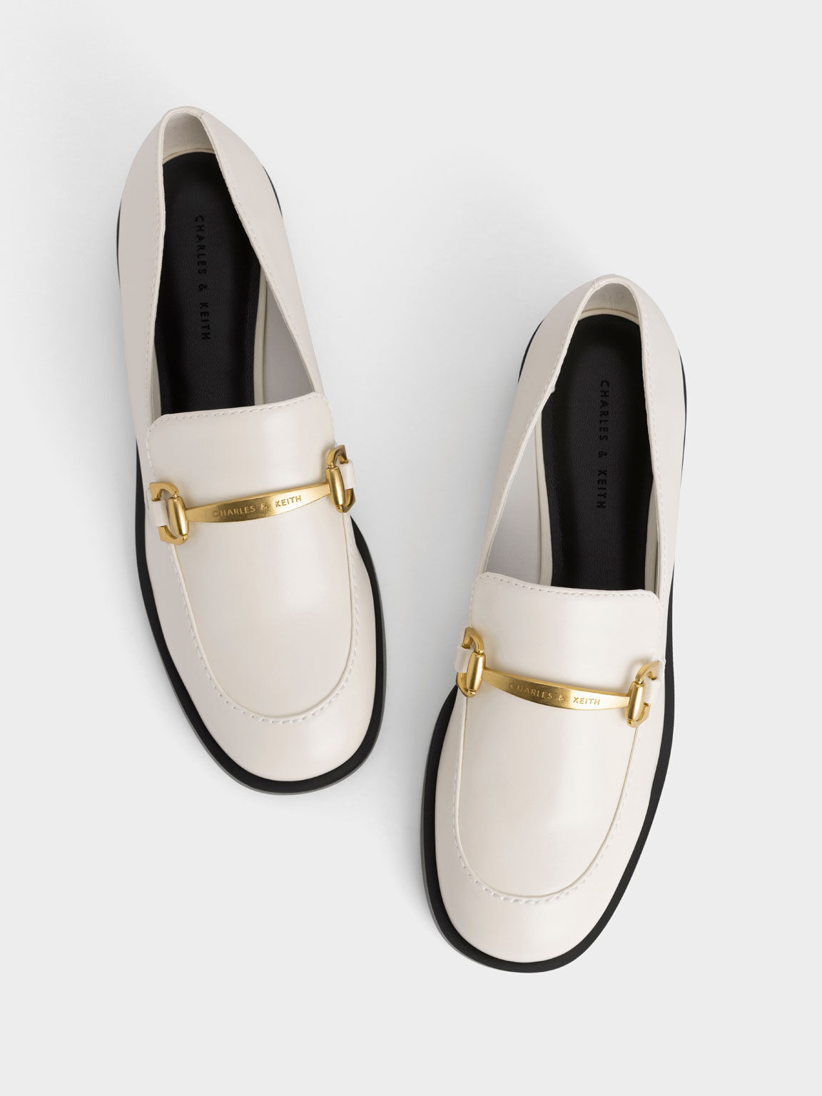 Chalk Metallic Accent Loafers - CHARLES & KEITH SG