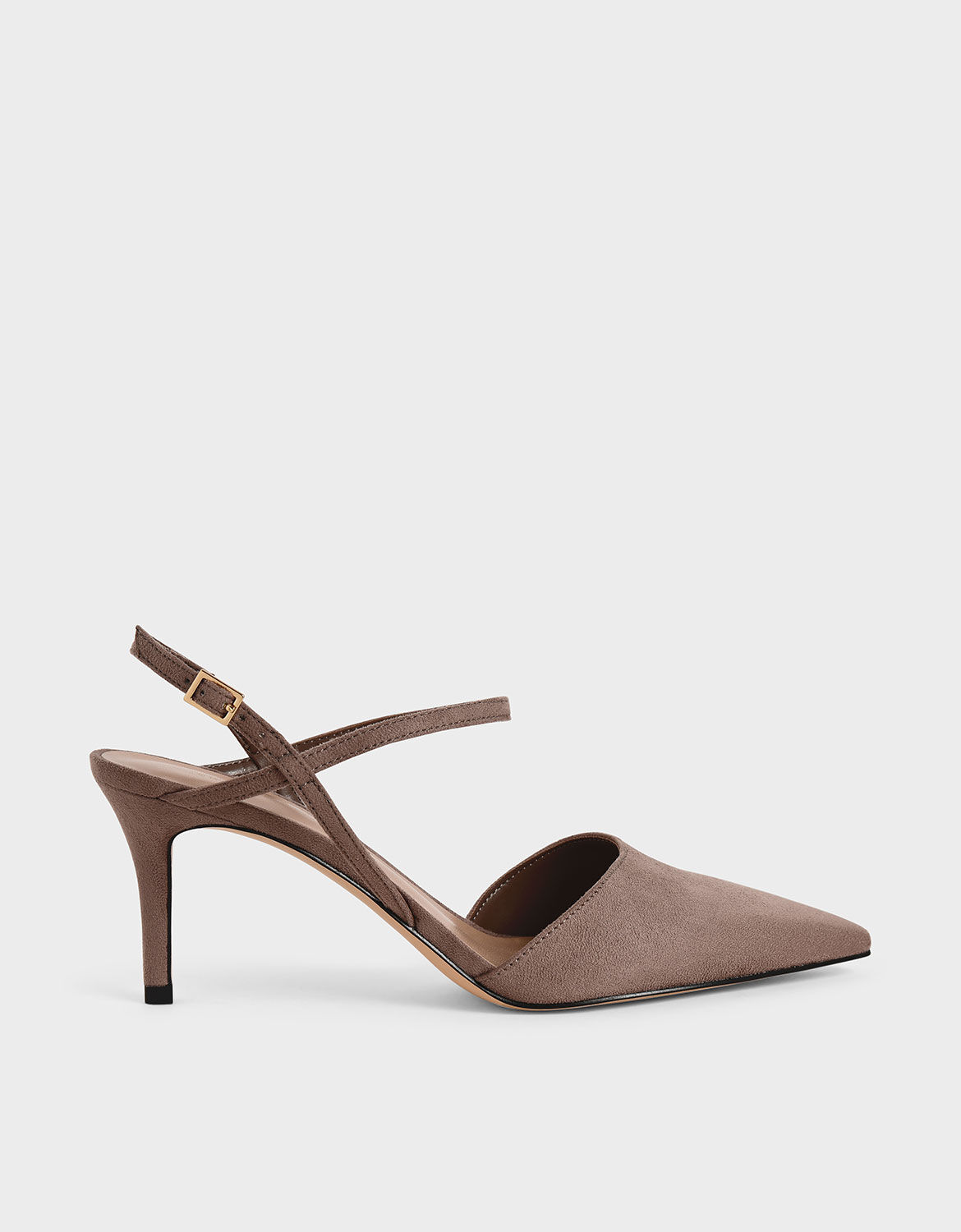 Taupe Textured Ankle Strap Pumps 