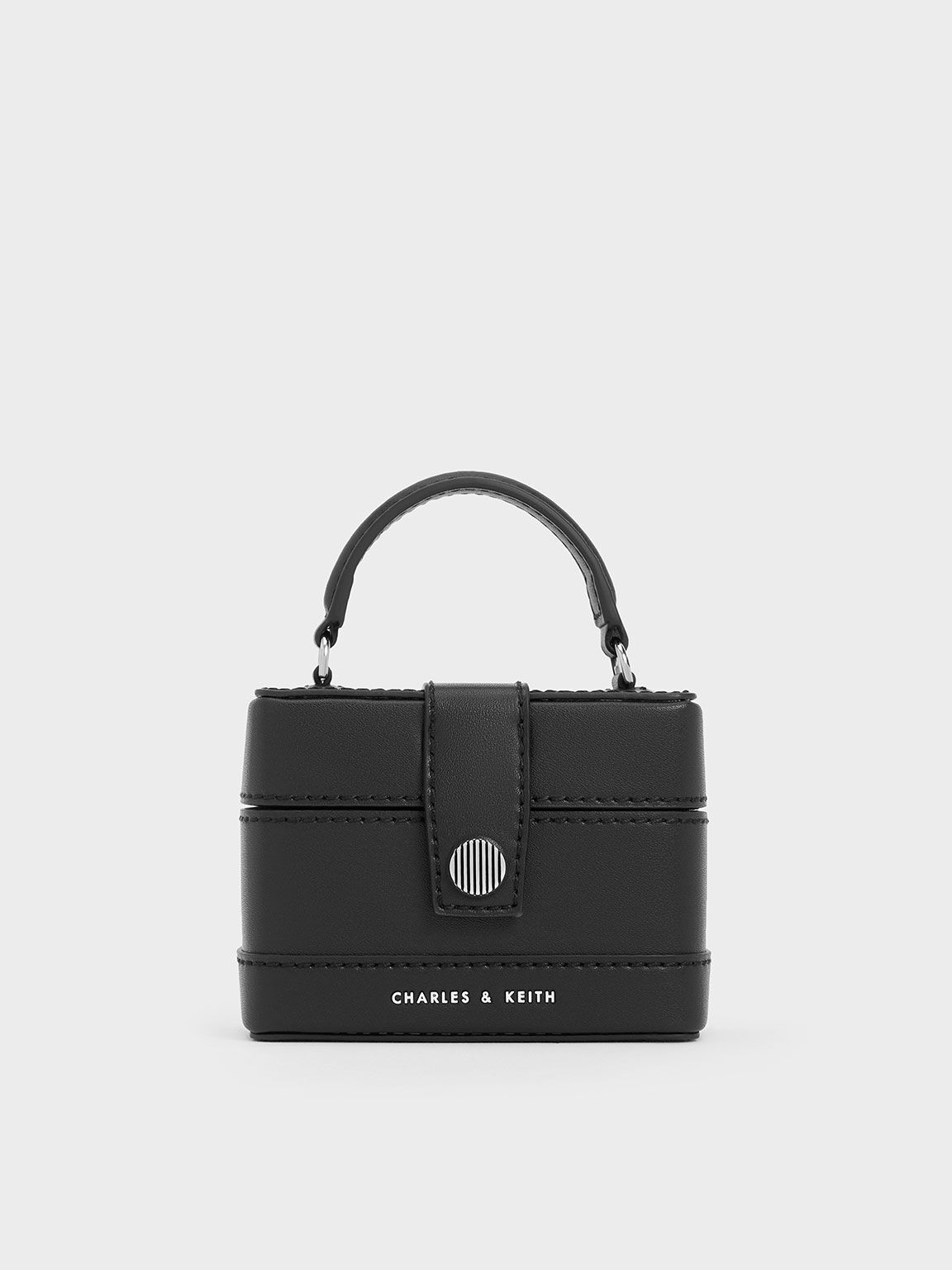 Black Mini Bronte Contrast Trim Top Handle Bag - CHARLES & KEITH SG