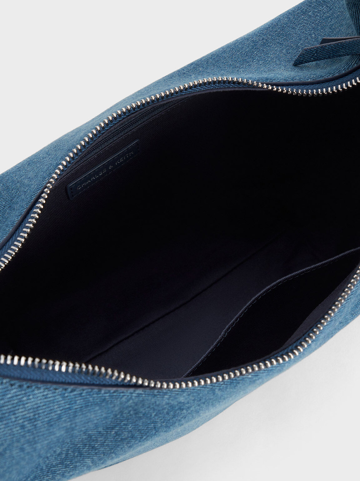 Blue Odella Denim Curved Hobo Bag - CHARLES & KEITH International