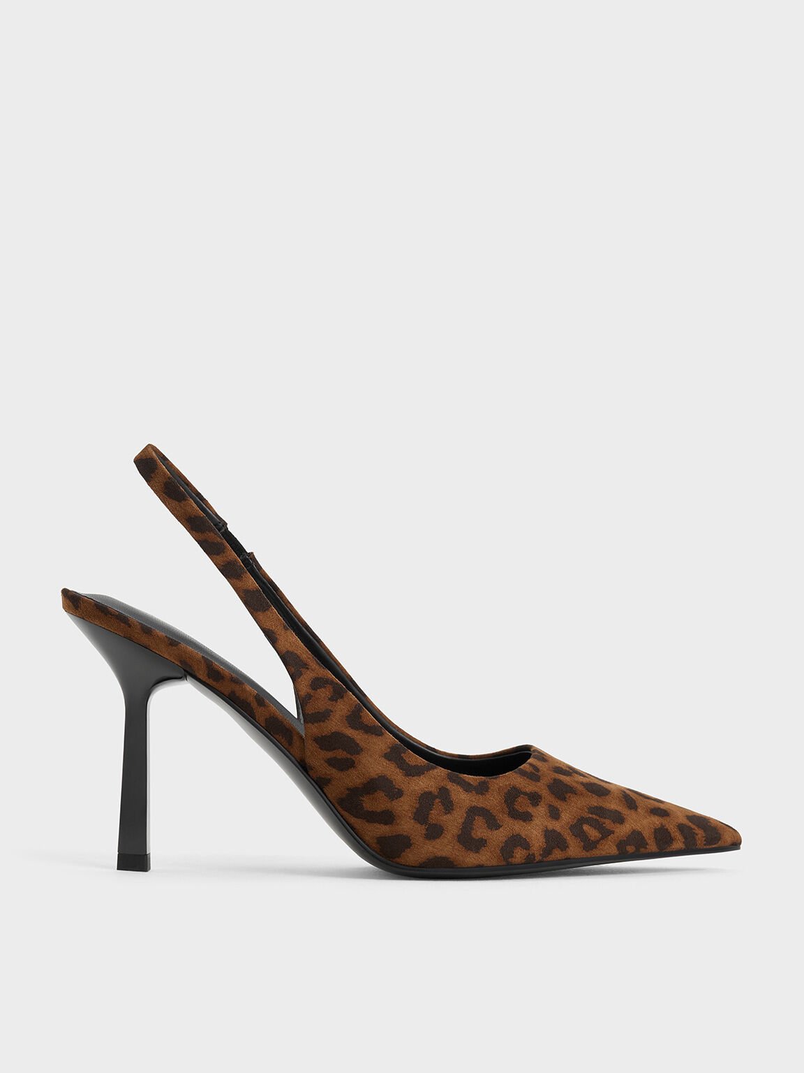 Leopard-Print Pointed-Toe Slingback Pumps, Animal Print Brown, hi-res