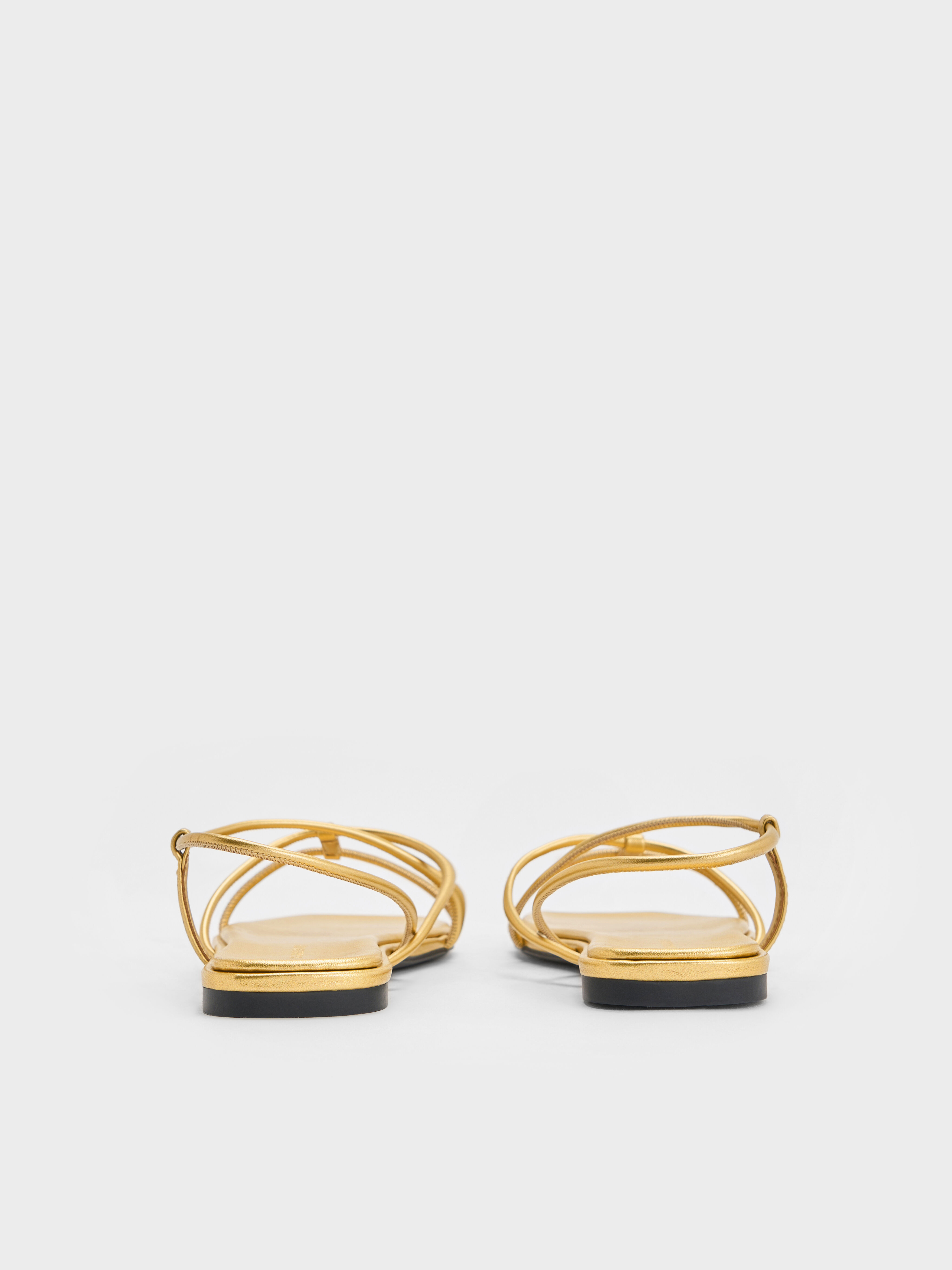 Square-Toe Strappy Sandals, Gold, hi-res